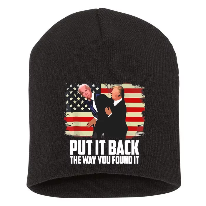 Put It Back The Way You Found It Trump Slap Anti Biden American Flag Short Acrylic Beanie