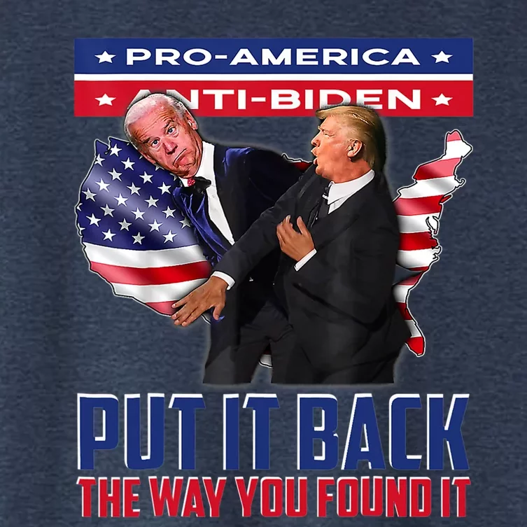 Put It Back The Way You Found It Funny Trump Slap Anti Biden Women's Crop Top Tee