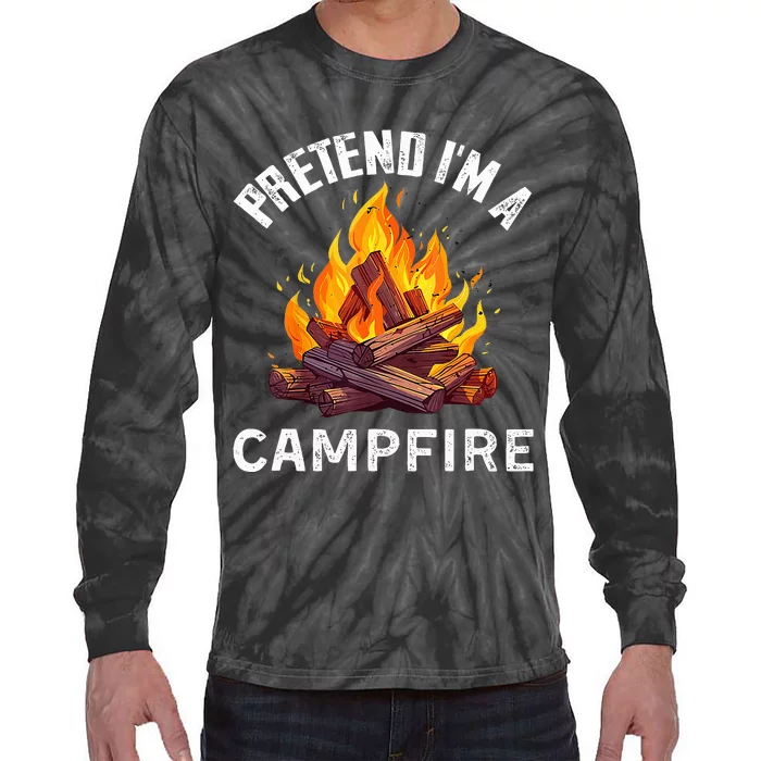 Pretend IM Campfire Funny Halloween Costume Tie-Dye Long Sleeve Shirt