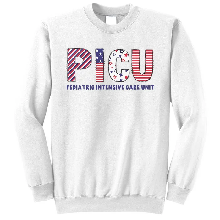 Pediatrics Intensive Care Nurse 4th Of July PICU Nurse Sweatshirt