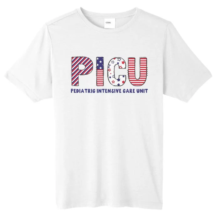 Pediatrics Intensive Care Nurse 4th Of July PICU Nurse ChromaSoft Performance T-Shirt