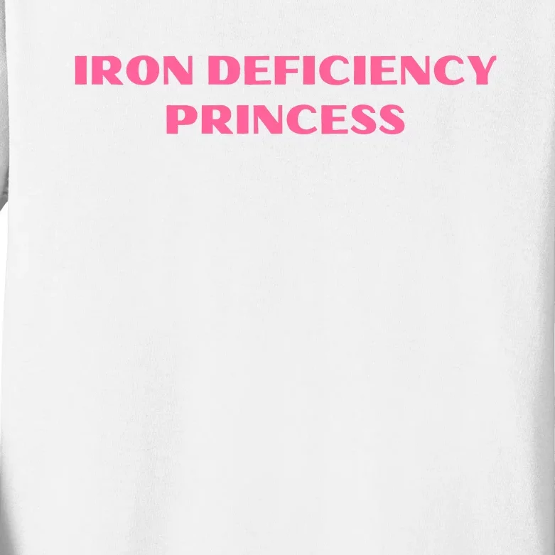 Pink Iron Deficiency Princess Kids Long Sleeve Shirt