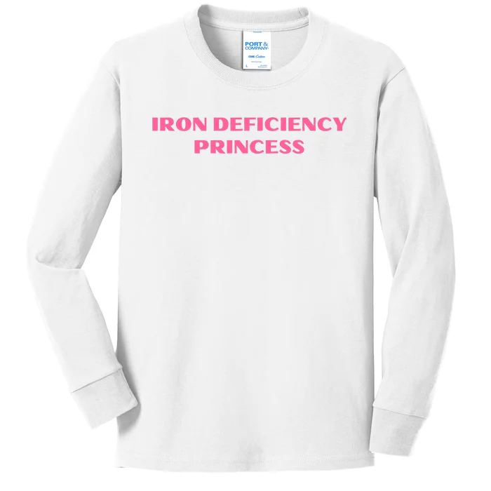 Pink Iron Deficiency Princess Kids Long Sleeve Shirt