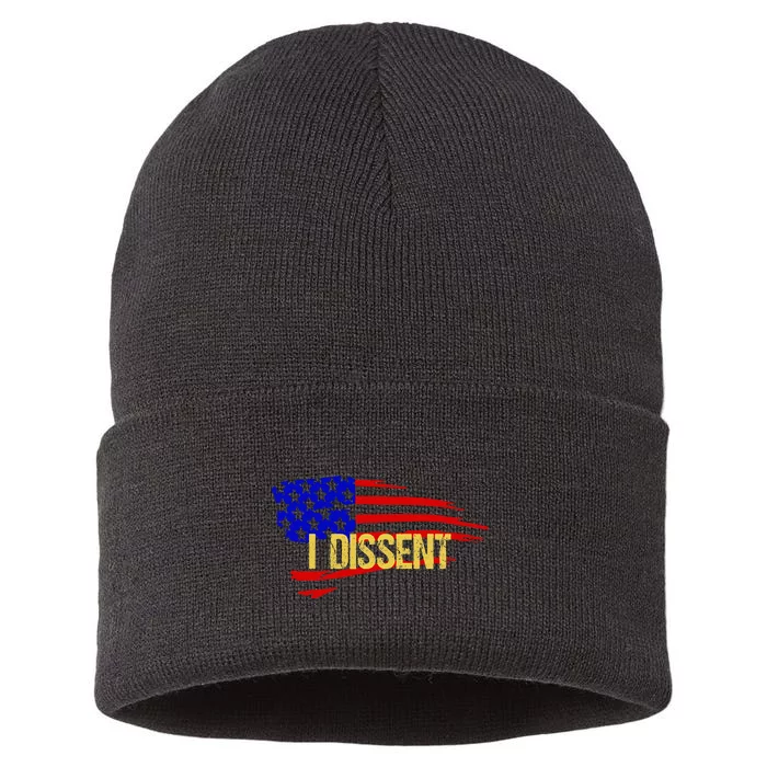 Patriotic I Dissent Vote Democracy Distressed Design Sustainable Knit Beanie