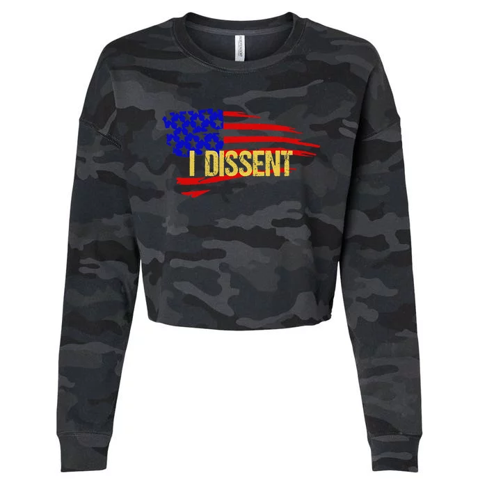 Patriotic I Dissent Vote Democracy Distressed Design Cropped Pullover Crew