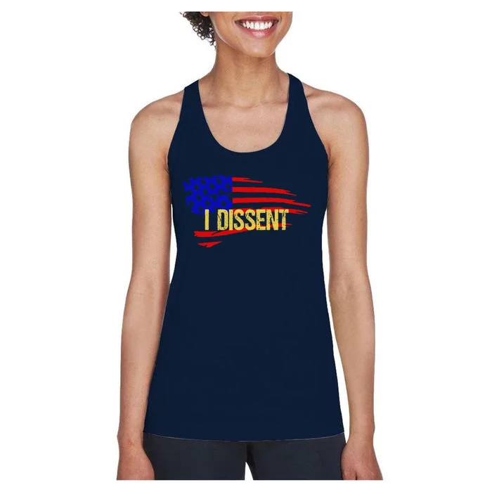 Patriotic I Dissent Vote Democracy Distressed Design Women's Racerback Tank