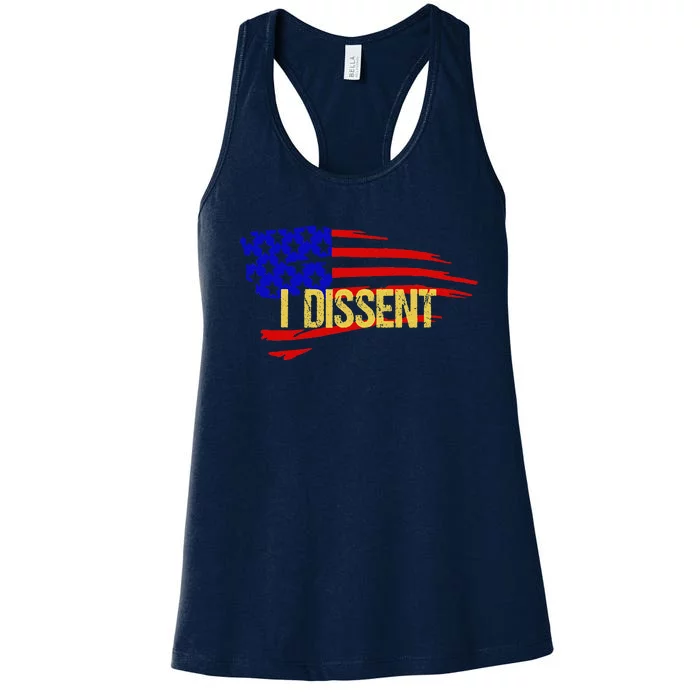 Patriotic I Dissent Vote Democracy Distressed Design Women's Racerback Tank