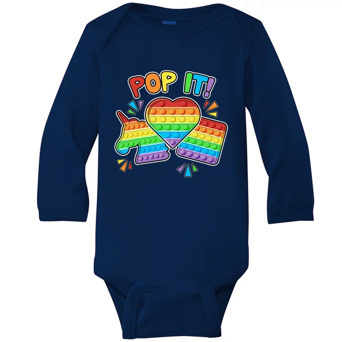 Pop It Fidget Toy Colorful Pop It Toy Game Lover Fun And Cute Cute Gift Baby Long Sleeve Bodysuit