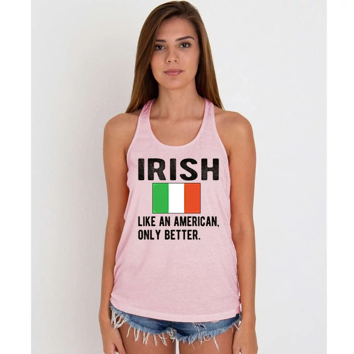 Proud Irish Flag Ireland Born Irish Roots Gift Women's Knotted Racerback Tank