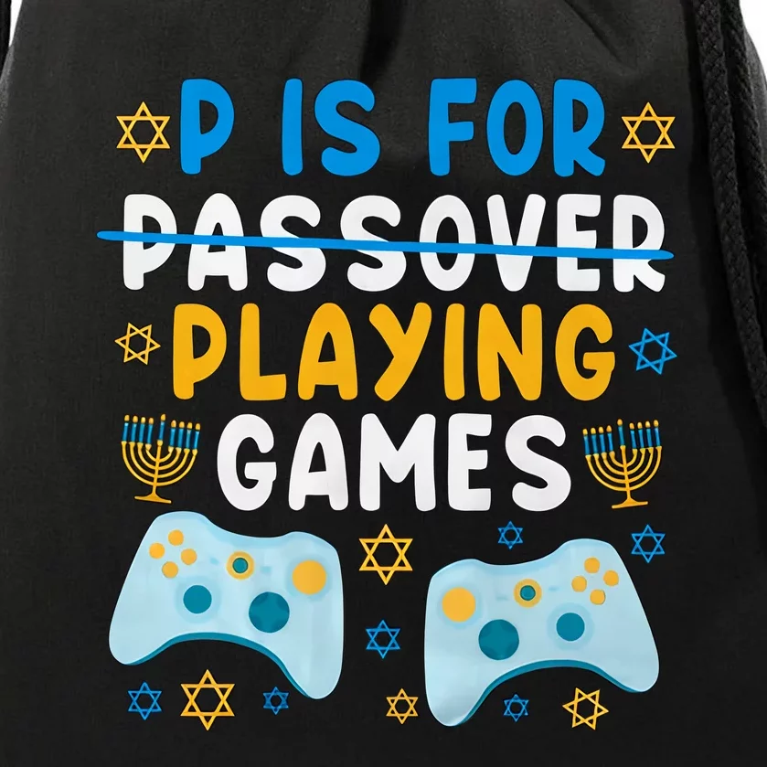 P Is For Passover Playing Games Shabbat Gaming Jewish Family Drawstring Bag