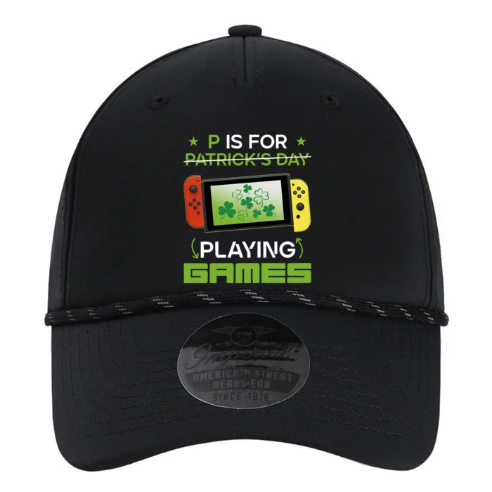 P Is For Patrick's Day Playing Games Funny Gamer Saint Patrick's Day Performance The Dyno Cap