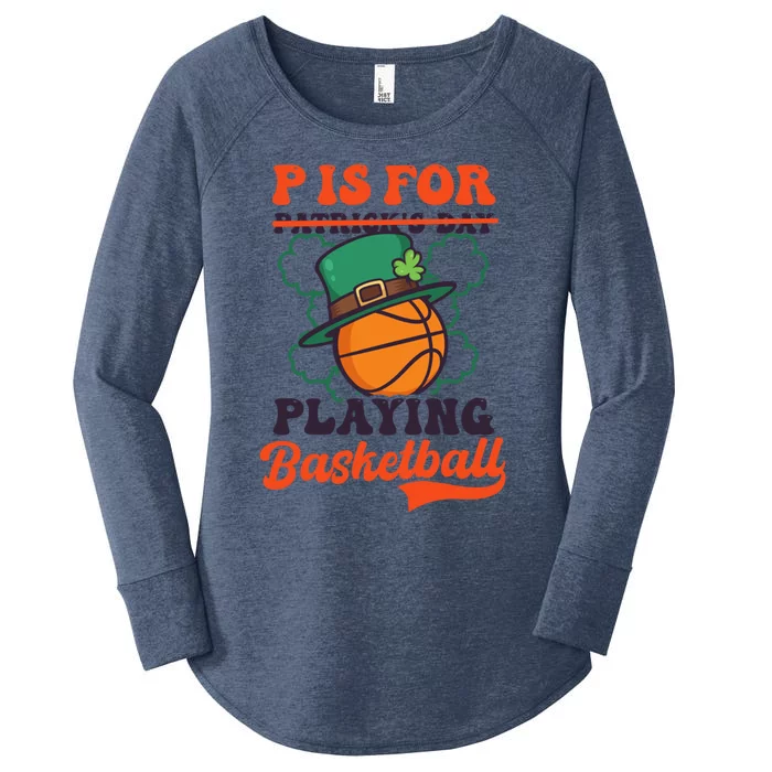 P Is For Playing Basketball Design St Patricks Basketball Great Gift Women's Perfect Tri Tunic Long Sleeve Shirt