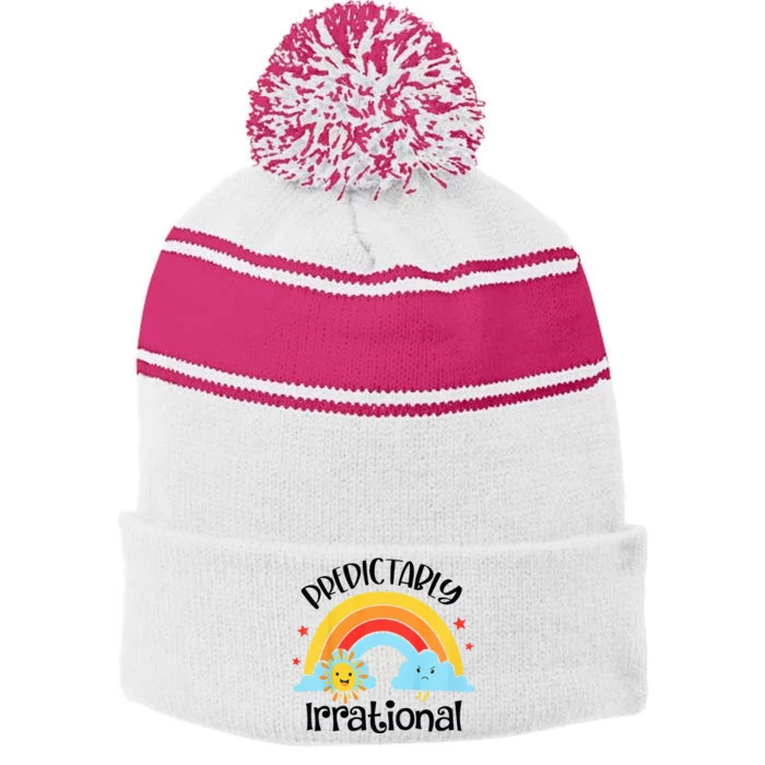 Predictably Irrational Funny Baby Rainbow Birthday Stripe Pom Pom Beanie