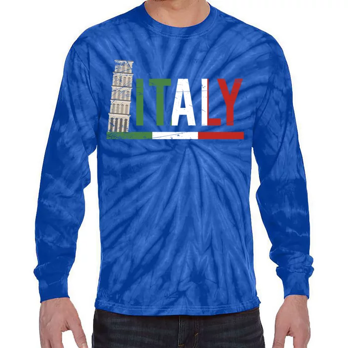 Pisa Italian Flag Family Trip Italy Vacation Europe Travel Gift Tie-Dye Long Sleeve Shirt