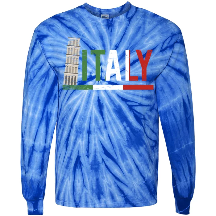 Pisa Italian Flag Family Trip Italy Vacation Europe Travel Gift Tie-Dye Long Sleeve Shirt