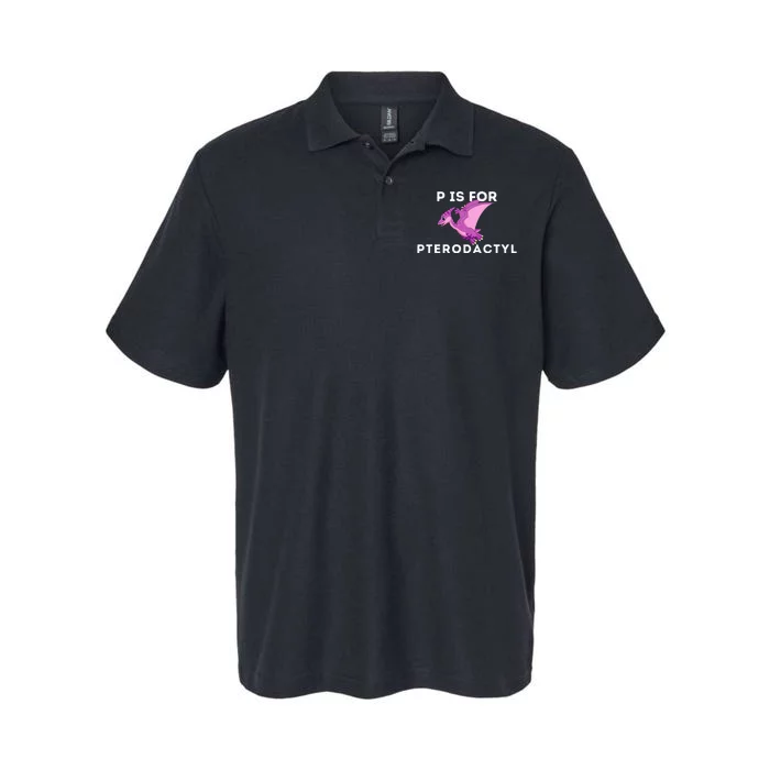 P Is For Pterodactyl Dinosaur Word Play Softstyle Adult Sport Polo