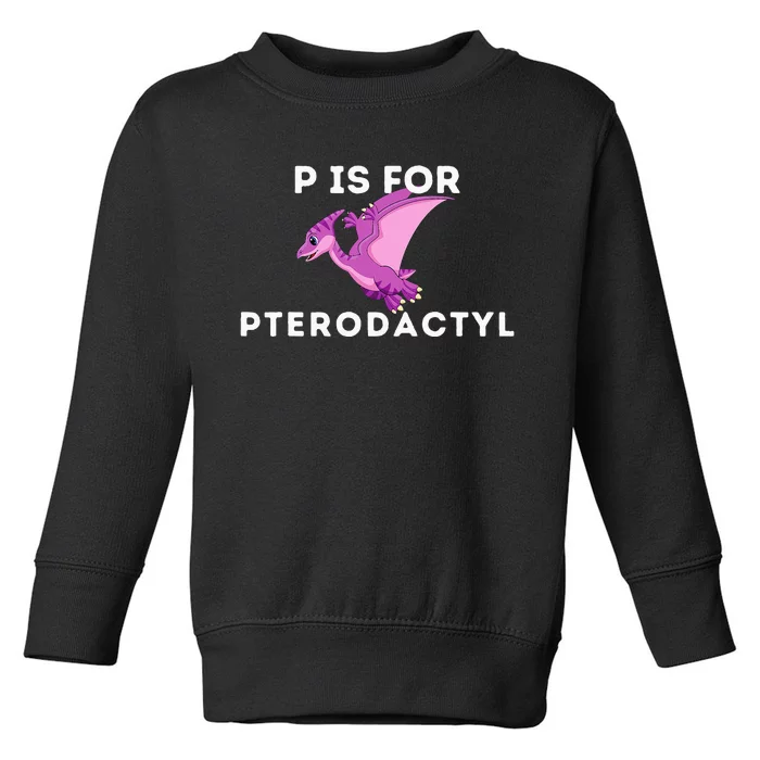 P Is For Pterodactyl Dinosaur Word Play Toddler Sweatshirt