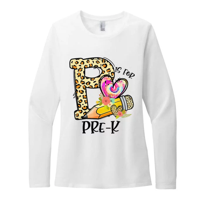 P Is For Pre K Teacher Leopard First Day Of School Womens CVC Long Sleeve Shirt