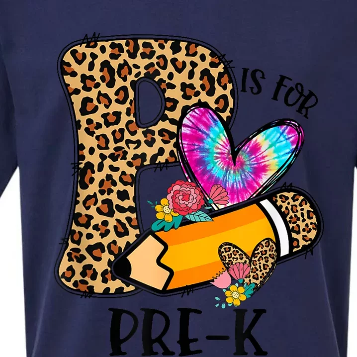 P Is For Pre K Teacher Leopard First Day Of School Sueded Cloud Jersey T-Shirt