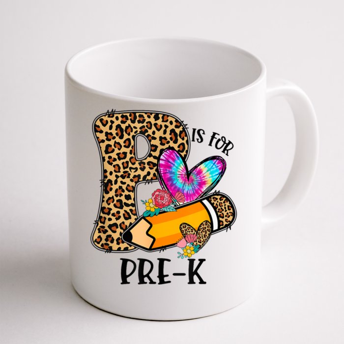 P Is For Pre K Teacher Leopard First Day Of School Front & Back Coffee Mug