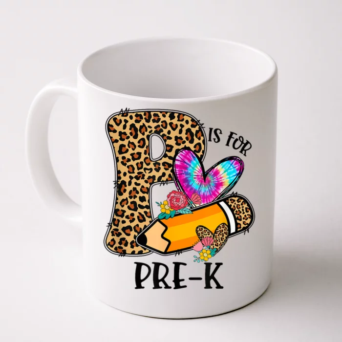 P Is For Pre K Teacher Leopard First Day Of School Front & Back Coffee Mug