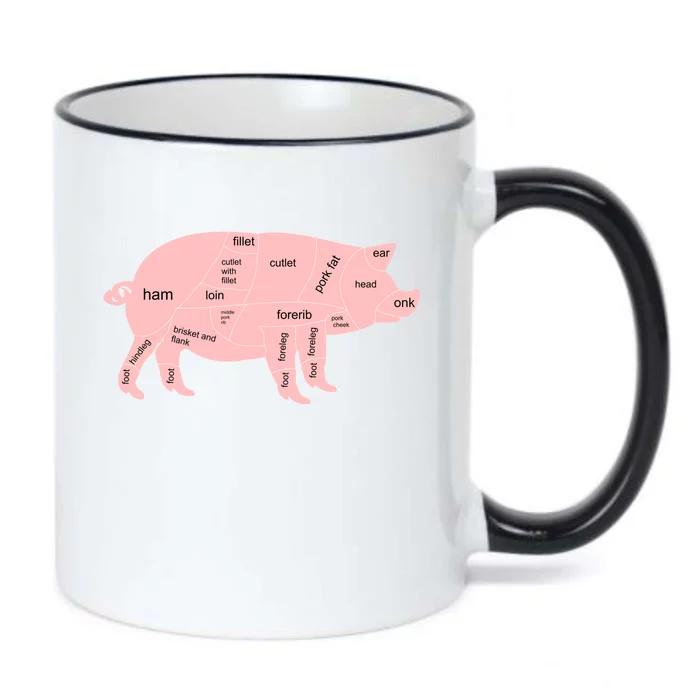 Pig Pork Bacon Chart Black Color Changing Mug