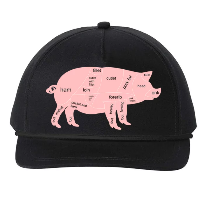 Pig Pork Bacon Chart Snapback Five-Panel Rope Hat