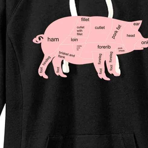 Pig Pork Bacon Chart Women's Fleece Hoodie