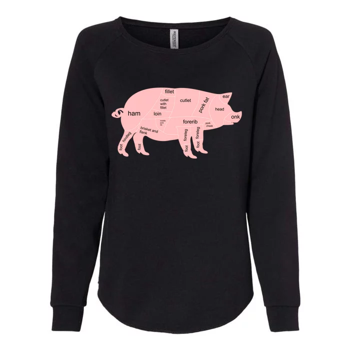 Pig Pork Bacon Chart Womens California Wash Sweatshirt