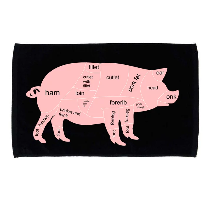 Pig Pork Bacon Chart Microfiber Hand Towel