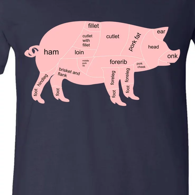 Pig Pork Bacon Chart V-Neck T-Shirt