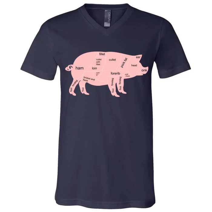 Pig Pork Bacon Chart V-Neck T-Shirt