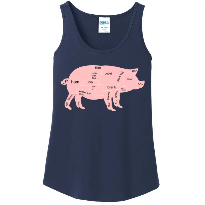 Pig Pork Bacon Chart Ladies Essential Tank