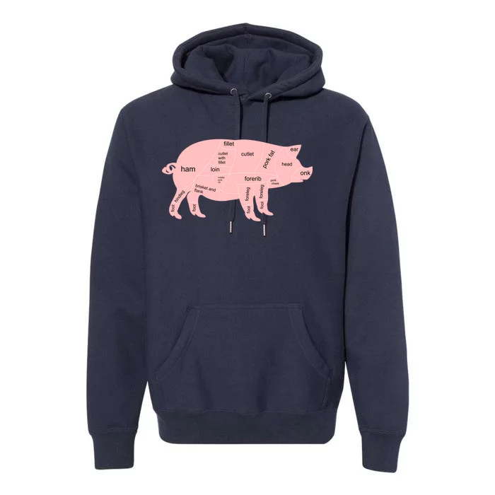 Pig Pork Bacon Chart Premium Hoodie