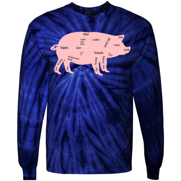 Pig Pork Bacon Chart Tie-Dye Long Sleeve Shirt