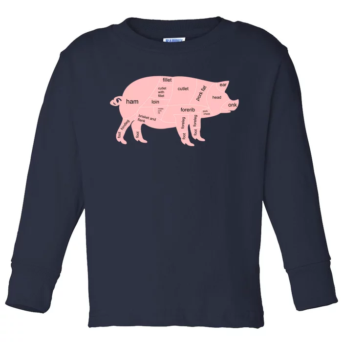 Pig Pork Bacon Chart Toddler Long Sleeve Shirt