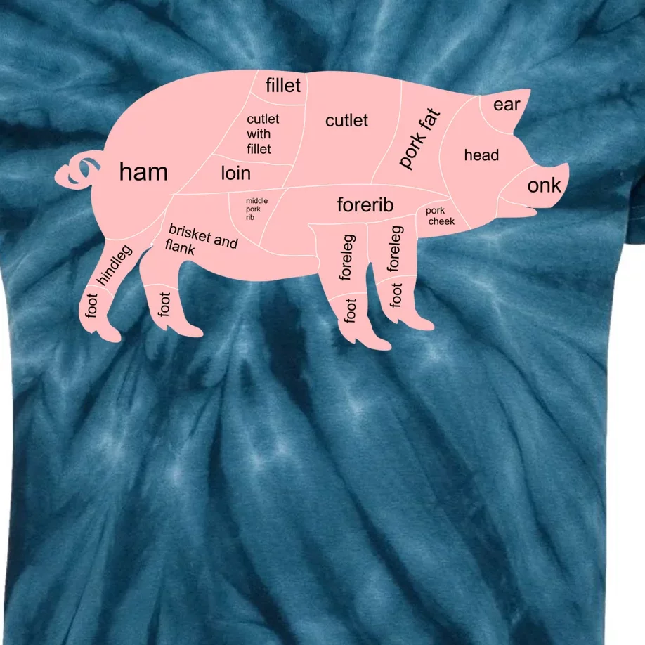 Pig Pork Bacon Chart Kids Tie-Dye T-Shirt