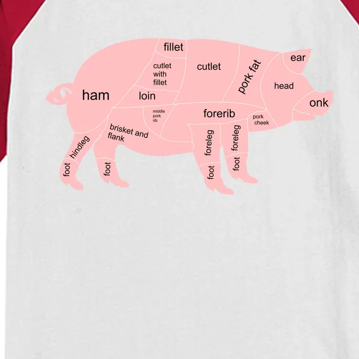 Pig Pork Bacon Chart Kids Colorblock Raglan Jersey