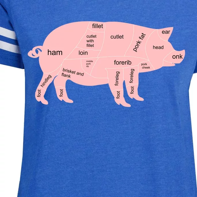 Pig Pork Bacon Chart Enza Ladies Jersey Football T-Shirt