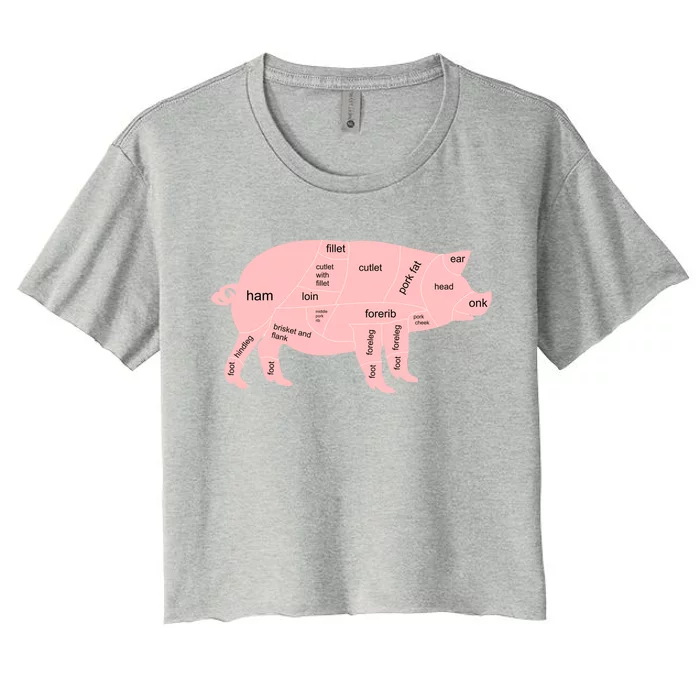 Pig Pork Bacon Chart Women's Crop Top Tee