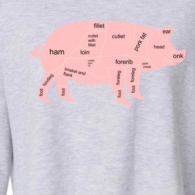 Pig Pork Bacon Chart Cropped Pullover Crew