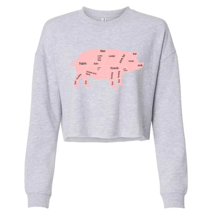 Pig Pork Bacon Chart Cropped Pullover Crew