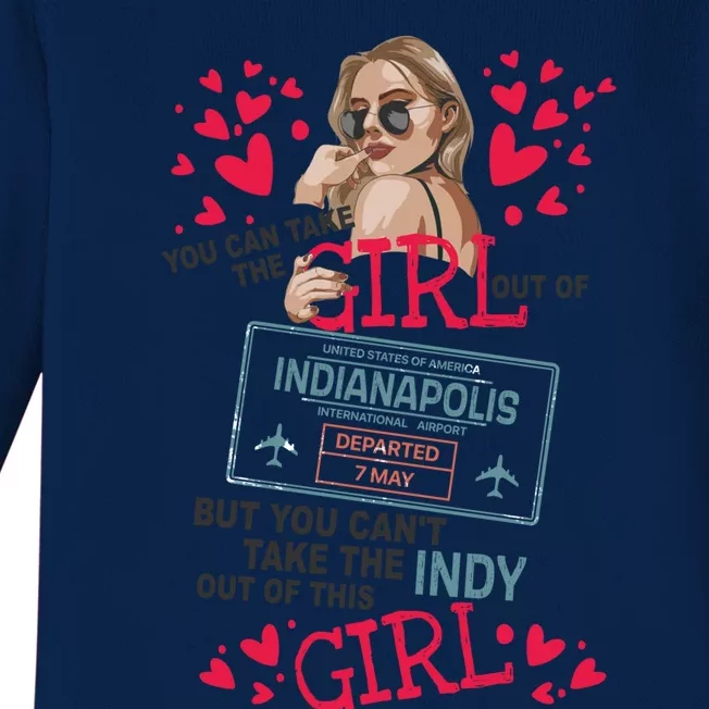 Proud Indianapolis Gift Travel Queen From Indianapolis Gift Baby Long Sleeve Bodysuit