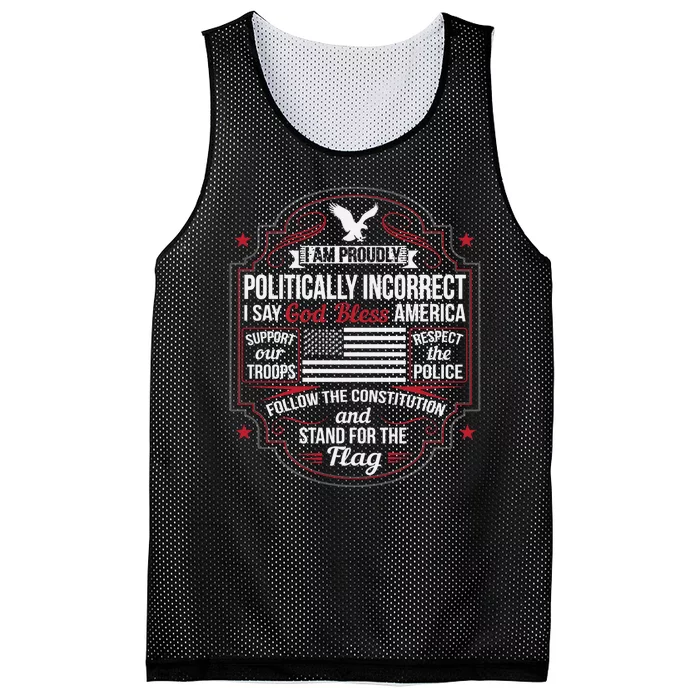 Politically Incorrect God Bless America Conservative Mesh Reversible Basketball Jersey Tank