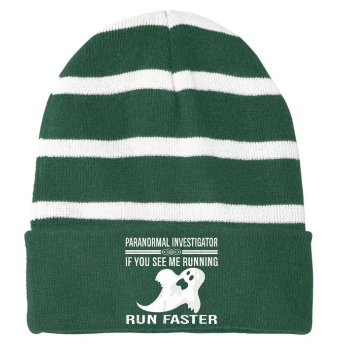 Paranormal Investigator Ghost Hunting Striped Beanie with Solid Band