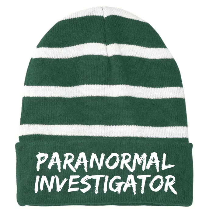 Paranormal Investigator Ghost Hunting EVP Halloween Striped Beanie with Solid Band