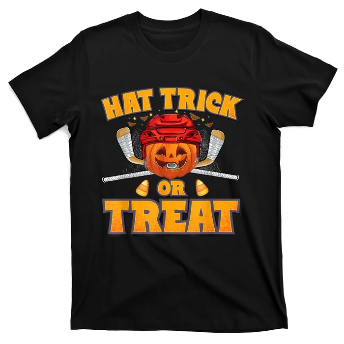 Pumpkin Ice Hockey Player Halloween Costume T-Shirt