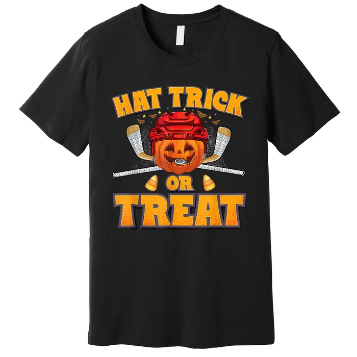 Pumpkin Ice Hockey Player Halloween Costume Premium T-Shirt