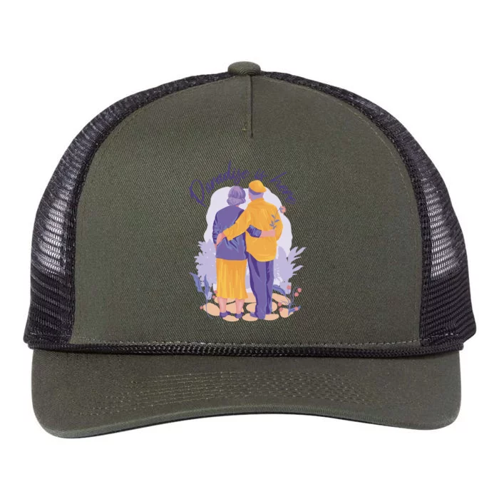 Paradise Is Here Alder Couple Retro Rope Trucker Hat Cap