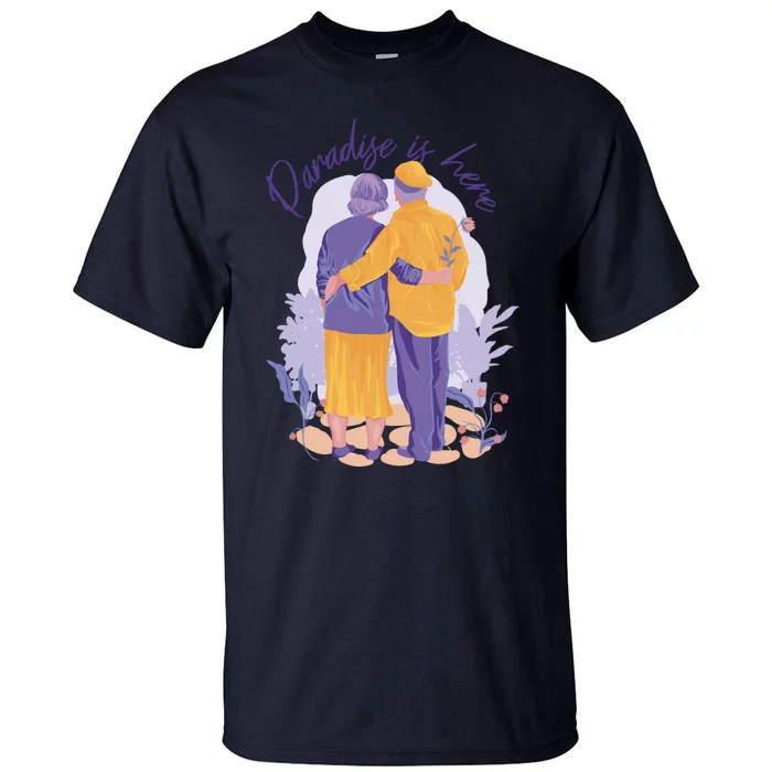 Paradise Is Here Alder Couple Tall T-Shirt